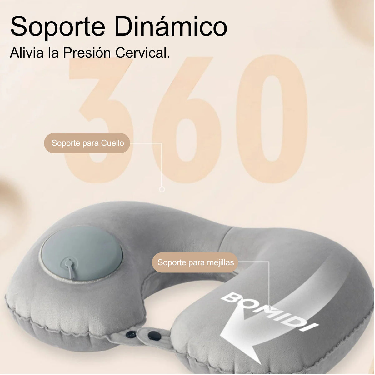 Almohada Inflable En Forma De U Para Viajes Gris