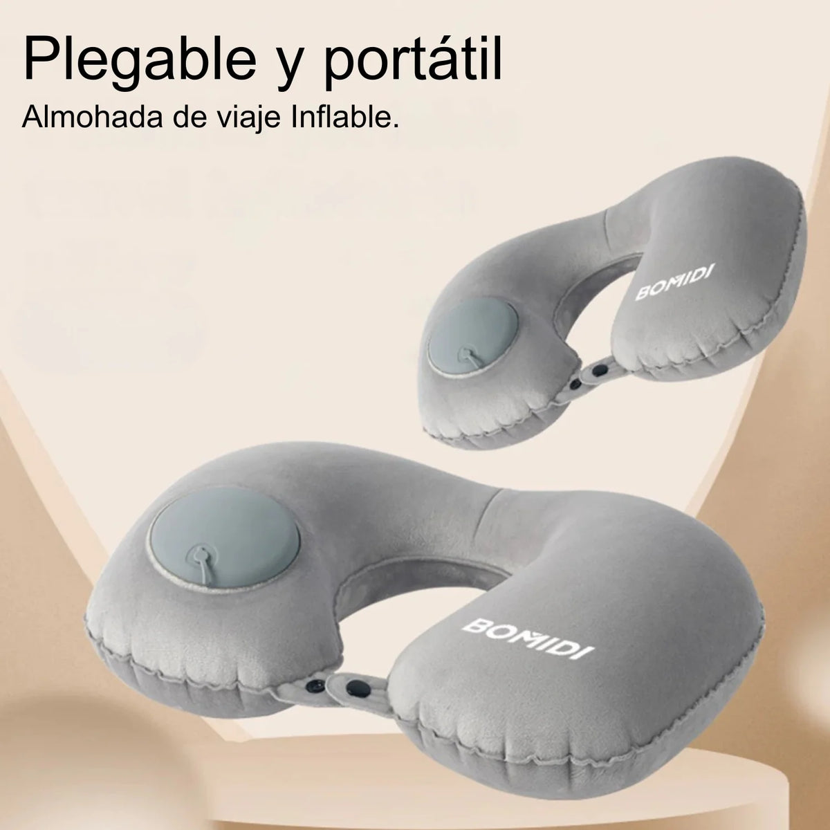 Almohada Inflable En Forma De U Para Viajes Gris