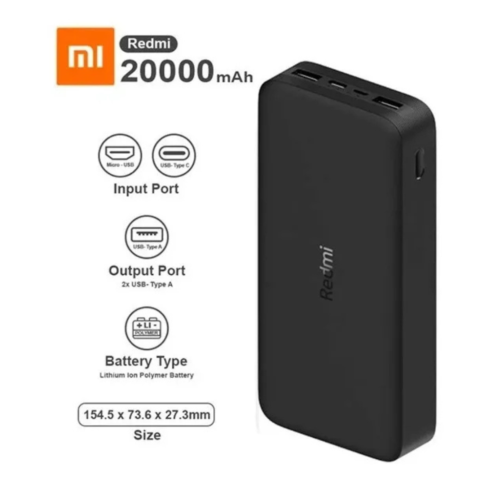 Xiaomi Redmi Power Bank 20000Mah Con Carga Rápida 18W