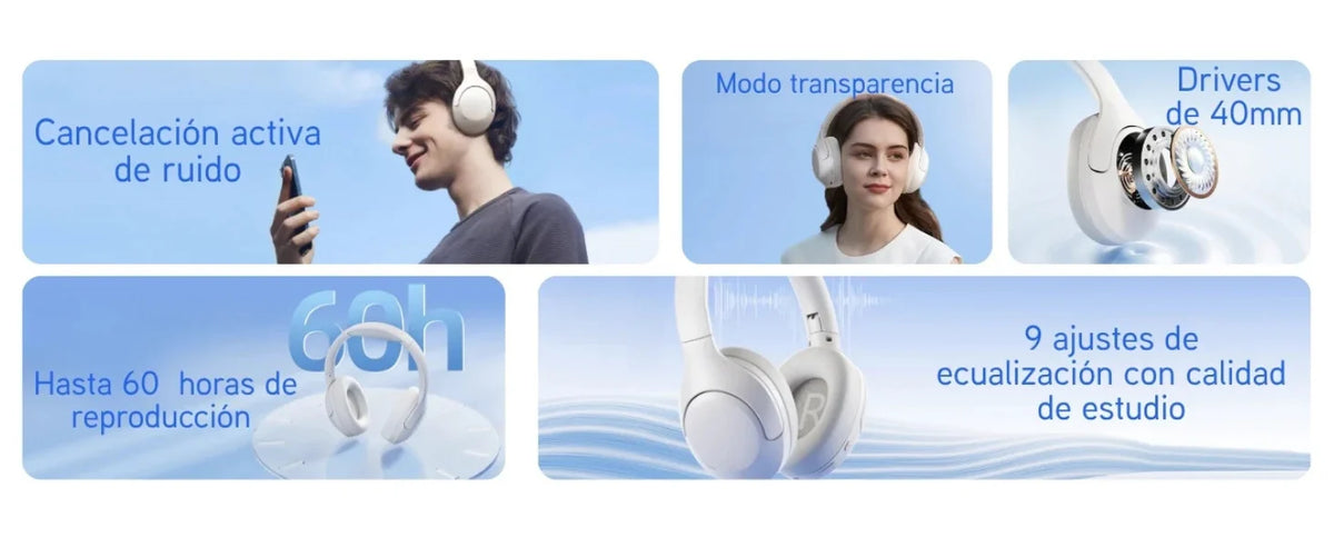 Qcy H3 Lite Anc Auriculares Bluetooth 5.3 Diadema Plegables