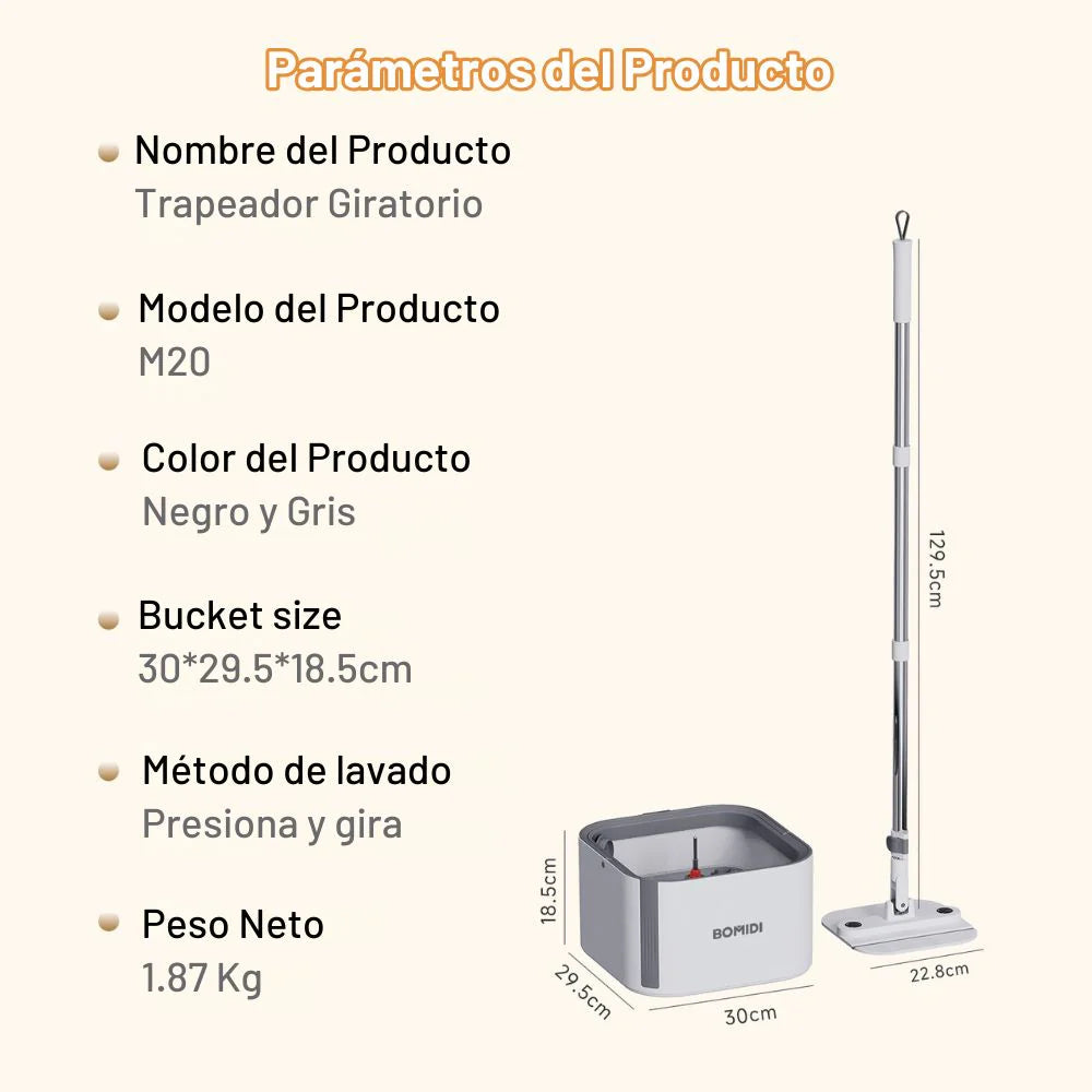 Trapeador Giratorio M20 Blanco/Gris