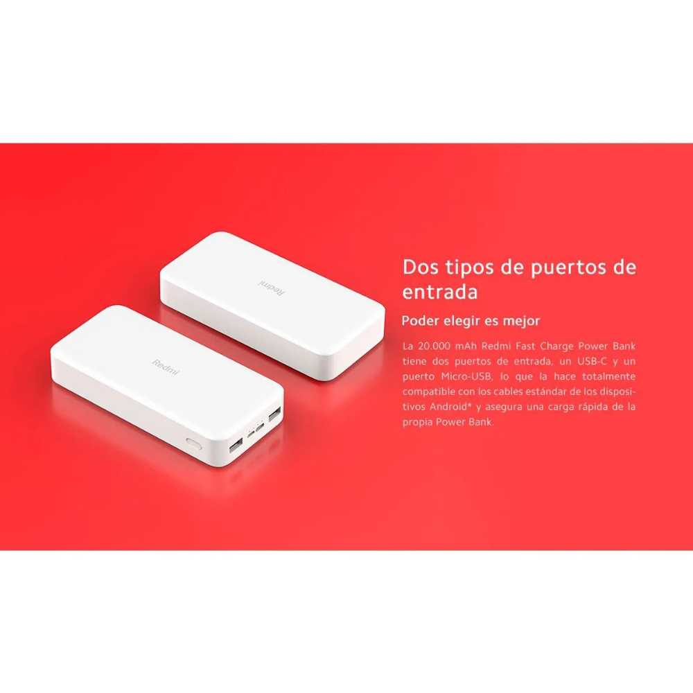 Xiaomi Redmi Power Bank 20000Mah Con Carga Rápida 18W