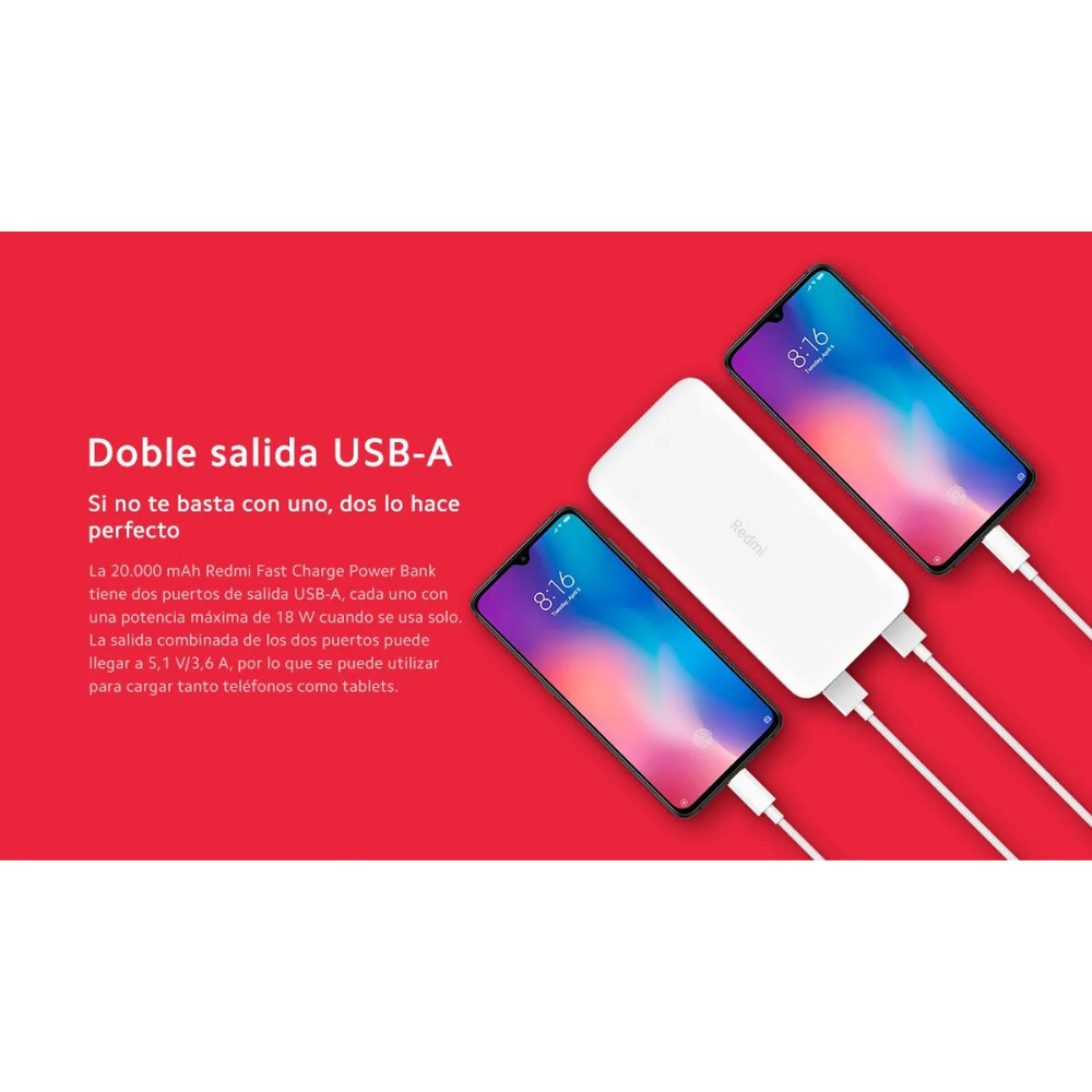 Xiaomi Redmi Power Bank 20000Mah Con Carga Rápida 18W
