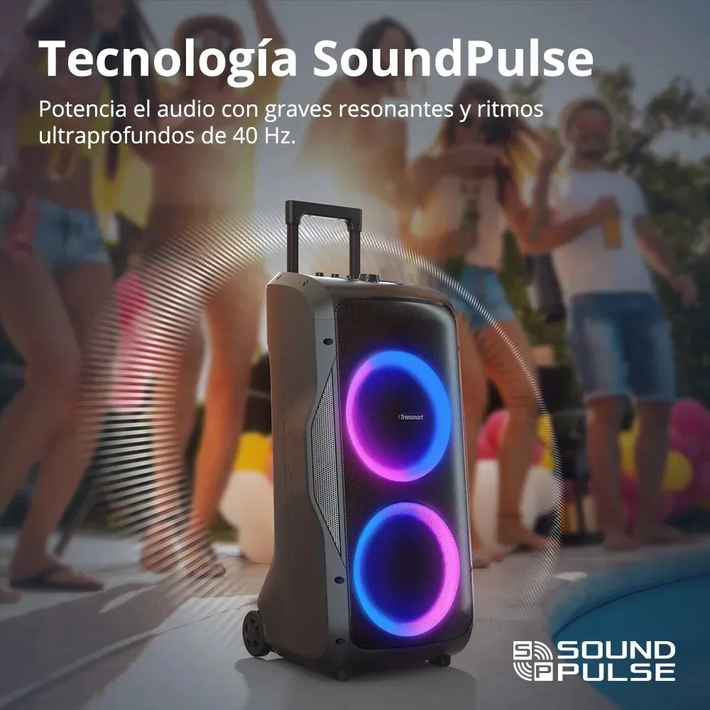 Tronsmart Bocina Bluetooth Halo 300 240w Fiestas Luces Leds