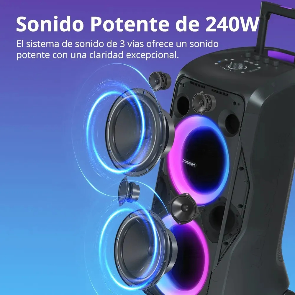 Tronsmart Bocina Bluetooth Halo 300 240w Fiestas Luces Leds