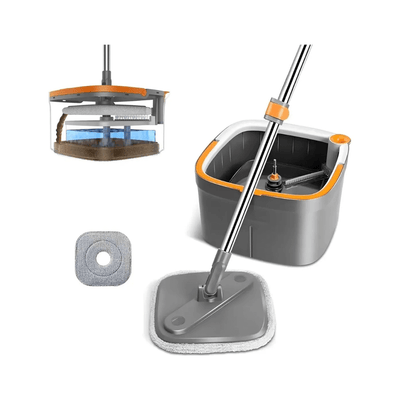 Trapeador Giratorio 360°+180 Bomidi Balde Escurridor 2 Mopas