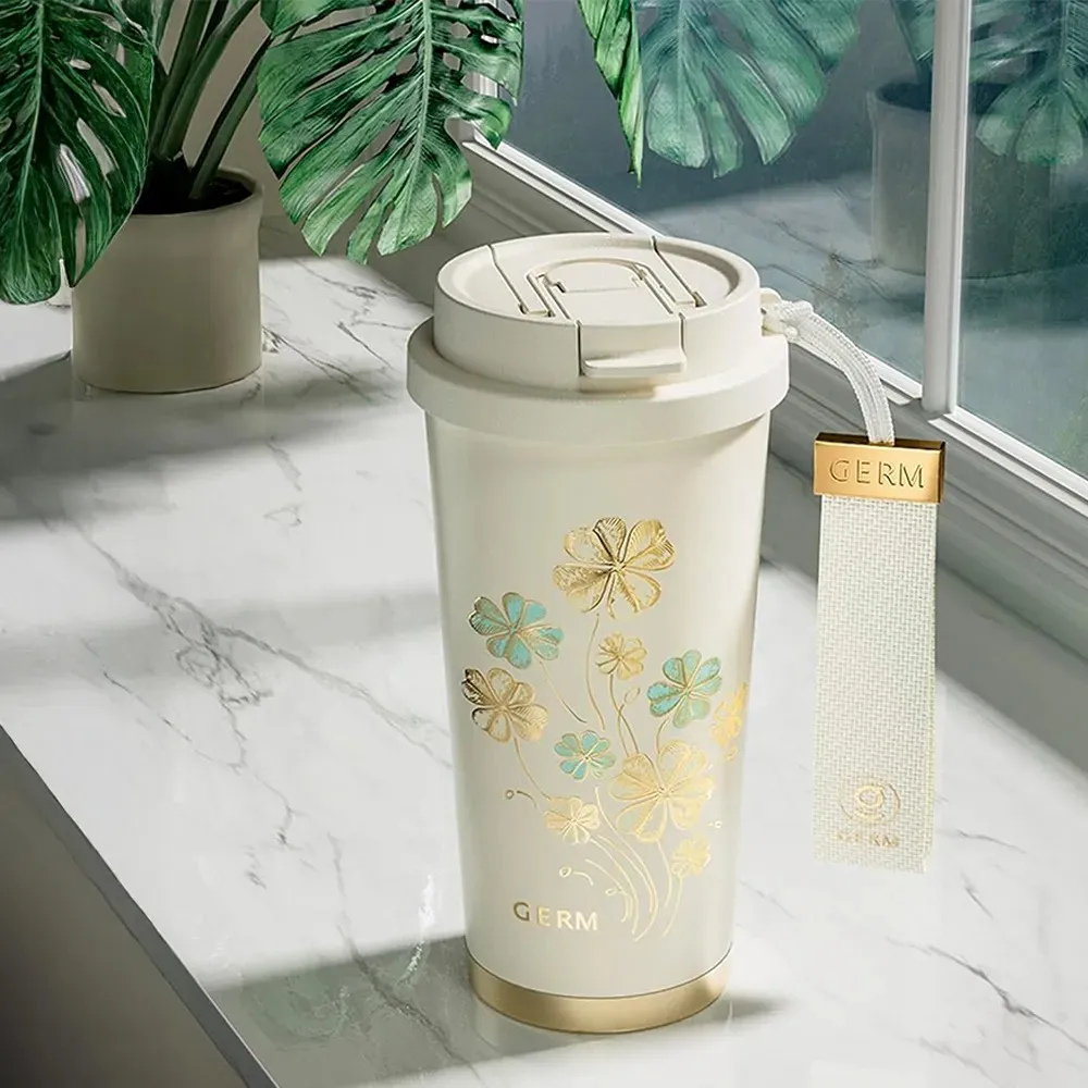Termo Botella Café Frío O Caliente 500ml Trébol Blanco