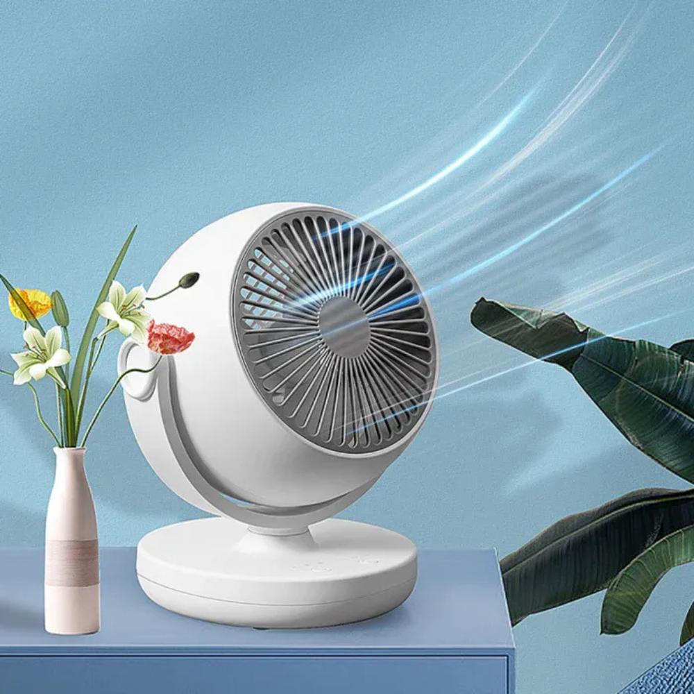 Ventilador De Mesa Portable Remoto Y Luz Carga Tipo-c