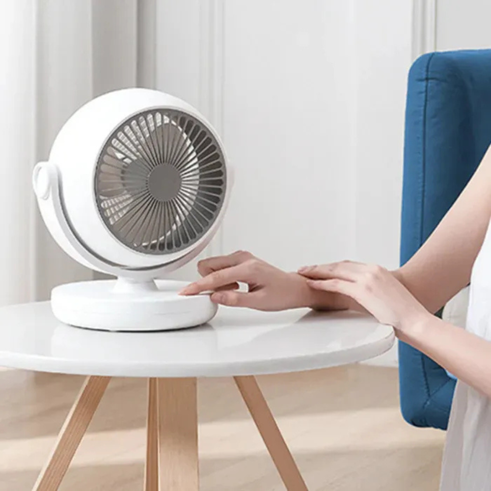 Ventilador De Mesa Portable Remoto Y Luz Carga Tipo-c